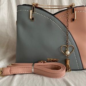Teal and pink half bag